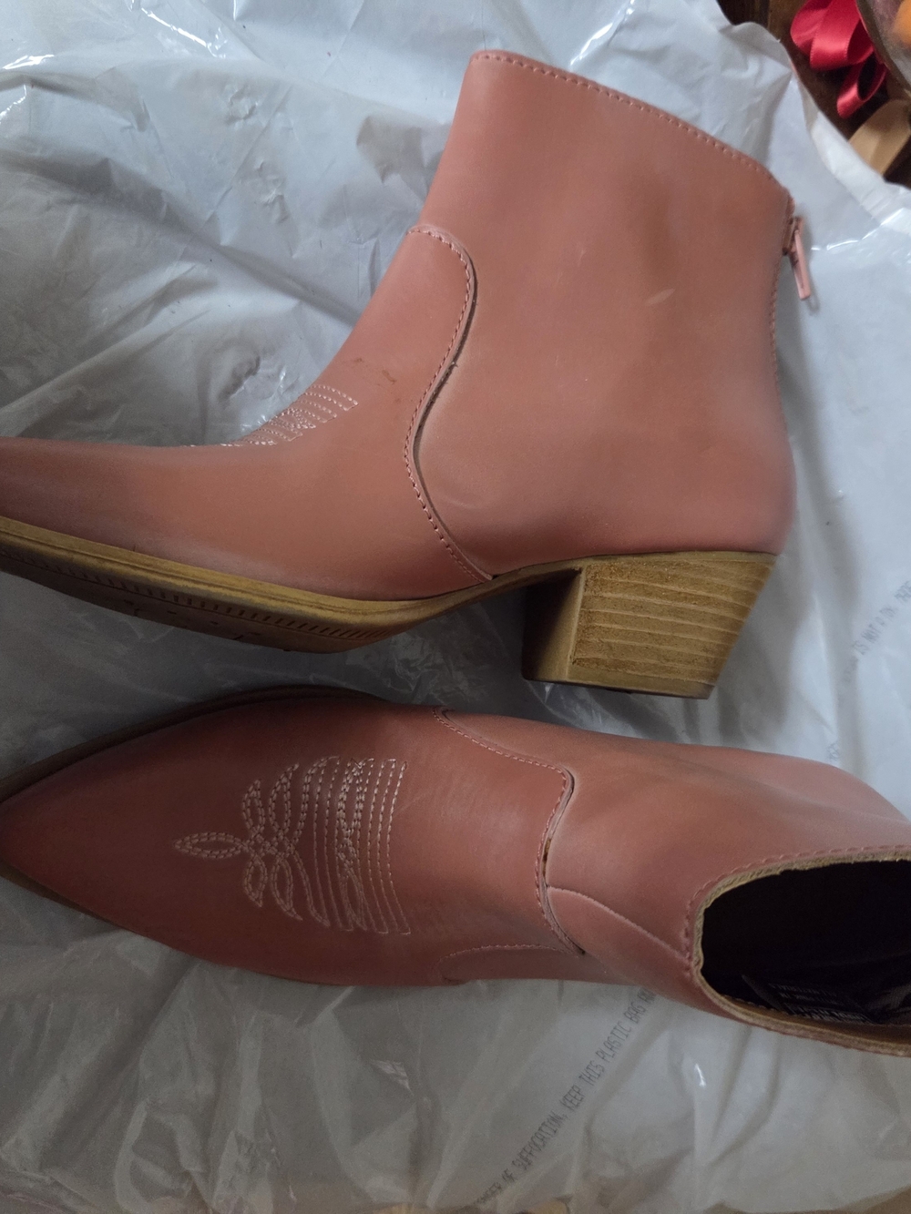 Women's Pink Ankle Boots - Stylish Low Block Heel